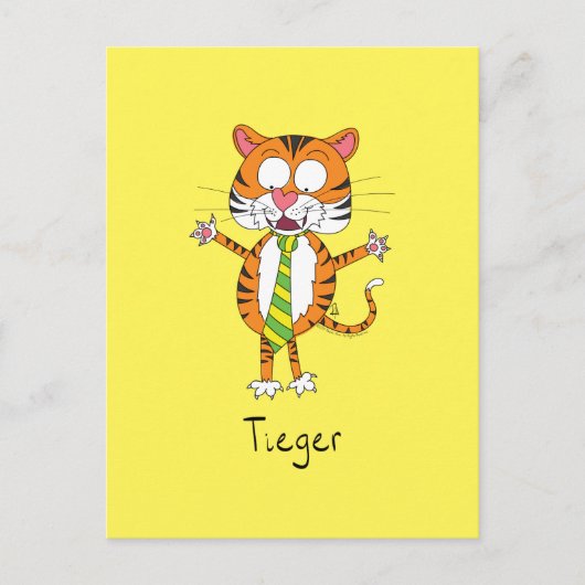Tieger Tiger Mit einer Krawatte Funny Postcard Postkarte (Vorderseite)
