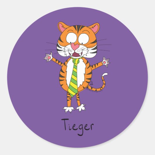 Tieger Tiger mit Necktie-Aufkleber Runder Aufkleber (Vorderseite)