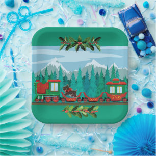 Tiel Merry Christmas Train Pappteller