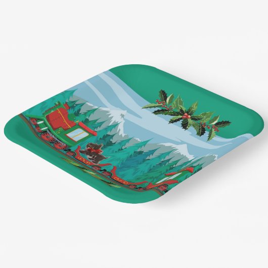 Tiel Merry Christmas Train Pappteller (Gewinkelt)