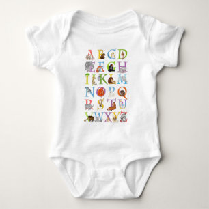 Tier ABC Baby Bodysuit (blaue Version) Strampler