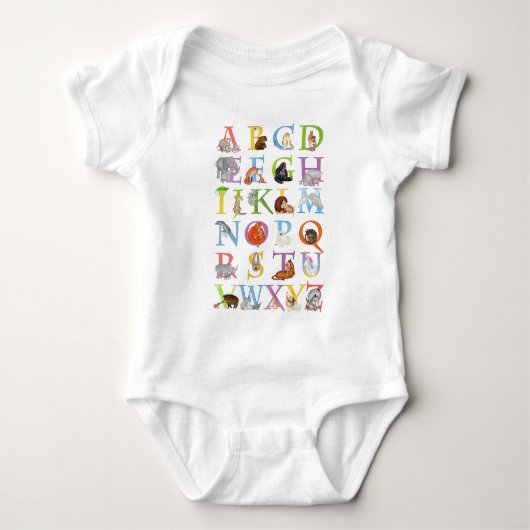 Tier ABC Baby Bodysuit (blaue Version) Strampler (Vorderseite)