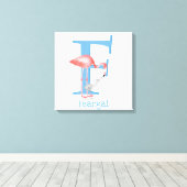 Tier ABC F ist für den Flamingo-Leinwand-Ausdruck Leinwanddruck (Insitu (Holzboden))