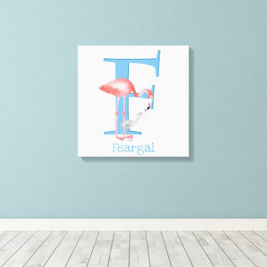 Tier ABC F ist für den Flamingo-Leinwand-Ausdruck  Leinwanddruck (Insitu (Holzboden))