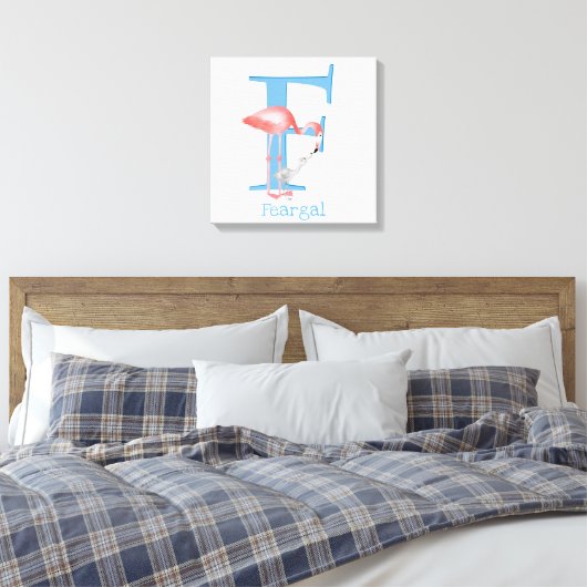 Tier ABC F ist für den Flamingo-Leinwand-Ausdruck Leinwanddruck (Insitu (Schlafzimmer))