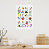 Tier-ABC-Kinderzimmerposter (blau) Poster (Küche)