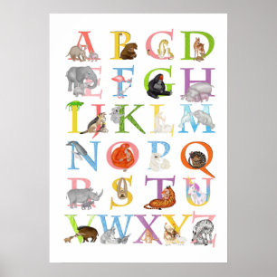 Tier-ABC-Kinderzimmerposter und Kinderzimmerplakat Poster