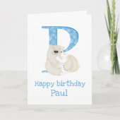 Tier ABC P für Geburtskarte eines Eisbären Karte (Vorderseite)