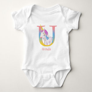 Tier ABC U ist für Einhorn-Babybodysuit Baby Strampler