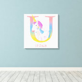 Tier ABC U ist für Einhorn-Leinwand-Druck bestimmt Leinwanddruck (Insitu (Holzboden))