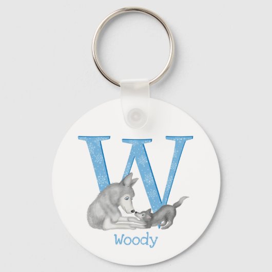 Tier ABC W ist für Wolf-Schlüsselring Schlüsselanhänger (Vorderseite)