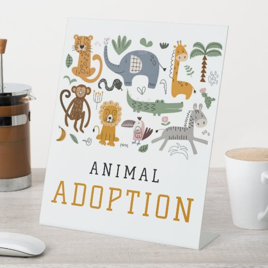 Tier Adoption Zwei Wildtiere Safari Tiere Sockelschild (In Situ)