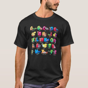 Tier Alphabet ABC Lernen Vor-K Kindergarten T T-Shirt
