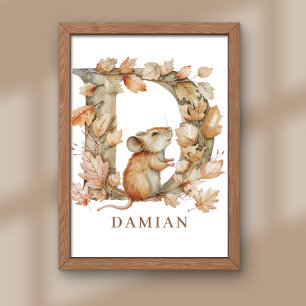 Tier Alphabet Buchstabe D Kinder Name Maus Poster