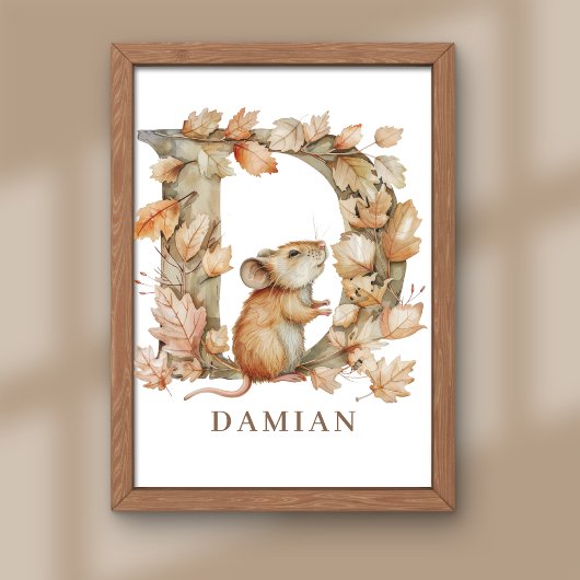 Tier Alphabet Buchstabe D Kinder Name Maus Poster