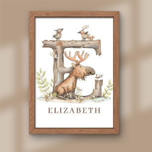 Tier-Alphabet Buchstabe E Kindername-Nursery-Poste Fotodruck