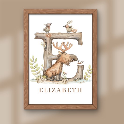 Tier-Alphabet Buchstabe E Kindername-Nursery-Poste Fotodruck