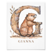 Tier-Alphabet-Buchstabe G Kindername-Nursery-Poste Fotodruck (Vorne)