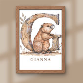 Tier-Alphabet-Buchstabe G Kindername-Nursery-Poste Fotodruck