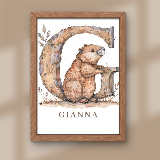 Tier-Alphabet-Buchstabe G Kindername-Nursery-Poste Fotodruck