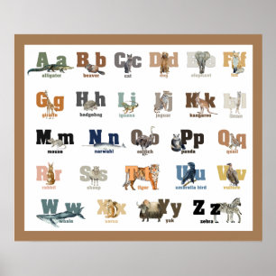 Tier Alphabet Kinderzimmer und Kinder 24 x 20 Poster