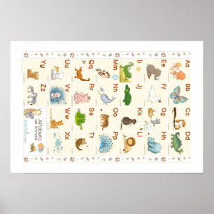 Tier Alphabet Poster auf Portugiesisch, ABC-Tiere