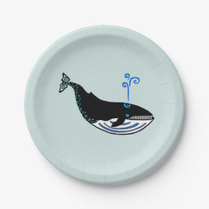 Tier - Blauwale - Natur - Aqua-Party Pappteller