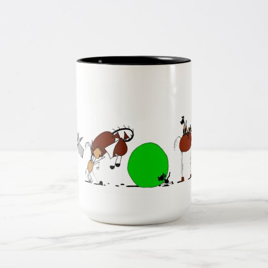 Tier-Cartoon-Tasse Zweifarbige Tasse (Mittel)