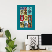 Tier Collage Volkskunst-Design Poster (Heimbüro)