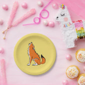 Tier! Cool Red WOLF - Wildlife - Yellow Pappteller (Party)