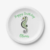 Tier - Cooles SEEPFERD - Happy Birthday - Pappteller (Vorderseite)