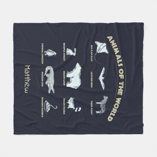 Tier der Weltnamen exotischer wild lebender Tiere Fleecedecke (Vorderseite (Horizontal))