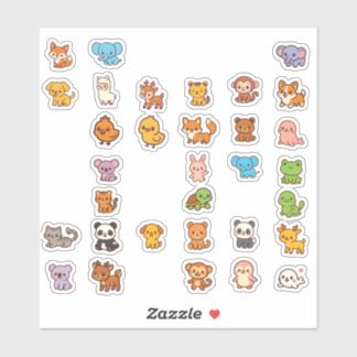Tier-Doodles Cartoon-Aufkleber-Pack Aufkleber