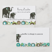 Tier-Dschungel-Mama-Elefant-Safari Telefonnummerkarte (Vorne/Hinten)