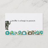 Tier-Dschungel-Mama-Elefant-Safari Telefonnummerkarte (Rückseite)