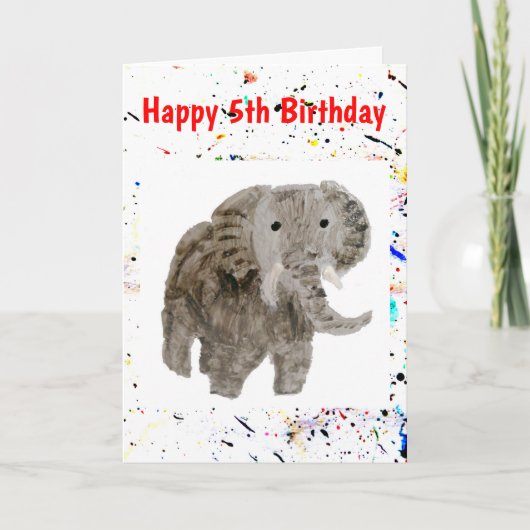 Tier Elephant Art Age Geburtstag Karte (Vorderseite)