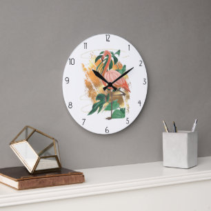 Tier Flamingo Große Wanduhr