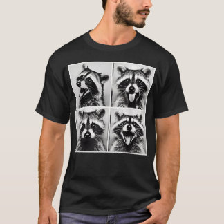 Tier-Fotobooth Lustiger Waschbär Rockt Selfie T-Shirt