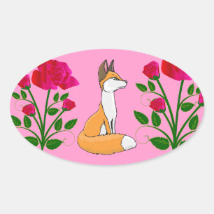Tier Fuchs Wald Büro Party Dusche Digitale Kunst Ovaler Aufkleber