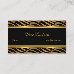 Tier Gold Schwarz Streifen Elegant Klassisch 2 Visitenkarte