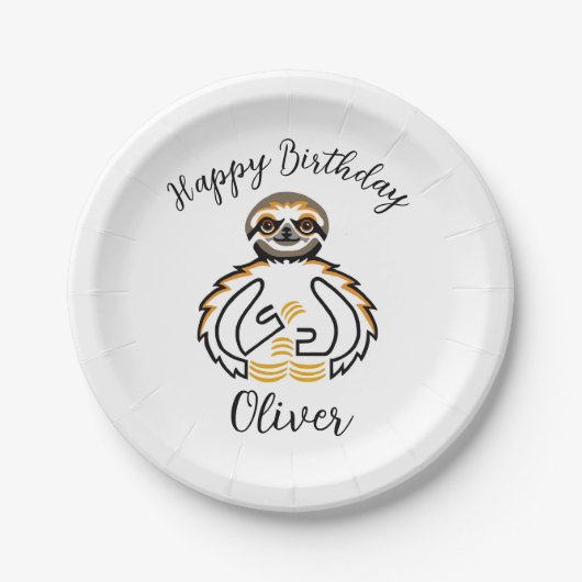 Tier - Graphic SLOTH - Wilde Tiere - Party Pappteller (Vorderseite)