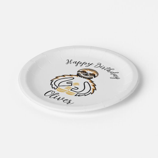 Tier - Graphic SLOTH - Wilde Tiere - Party Pappteller (Schrägansicht)
