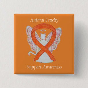 Tier Grausamkeit Orange Bewusstsein Ribbon Angel B Button