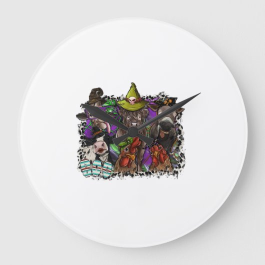 Tier-Halloween Große Wanduhr (Vorderseite)