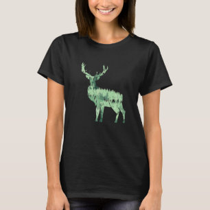 Tier Hirsche Hirsche Wald Bäume Tanne Natur Natur T-Shirt