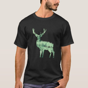 Tier Hirsche Hirsche Wald Bäume Tanne Natur Natur T-Shirt