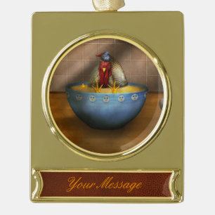 Tier - Huhn - Hühnersuppe Banner-Ornament Gold