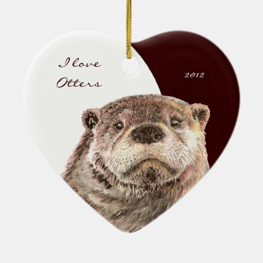 Tier "I Liebe Otters" mit benutzerdefinierten Wass Keramikornament (Hinten)