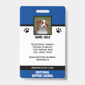 Tier-ID des Blue & Black Emotional Support Service Ausweis (Vorderseite)