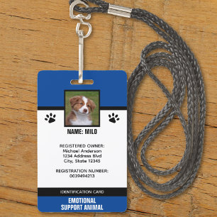 Tier-ID des Blue & Black Emotional Support Service Ausweis
